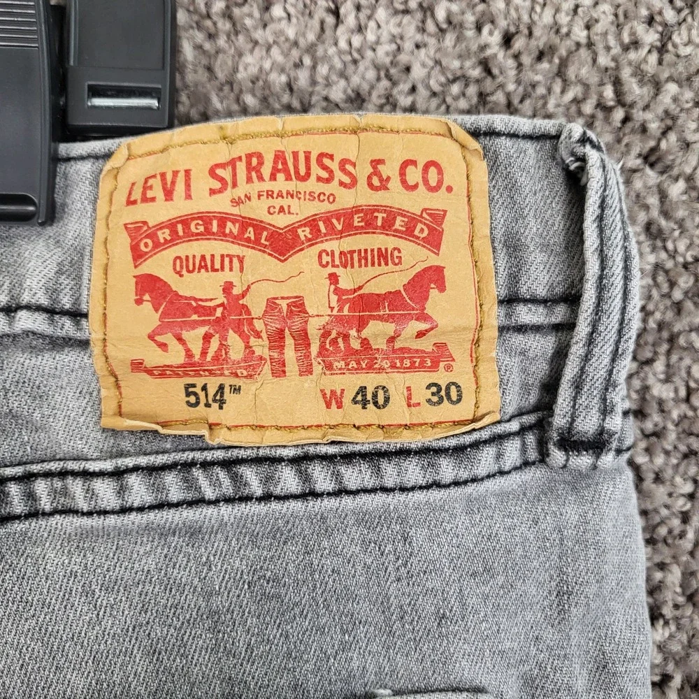 Levi's 514 Straight Fit Jeans Mens W40 L30 Fits 40x29 Gray‎ Denim Pants